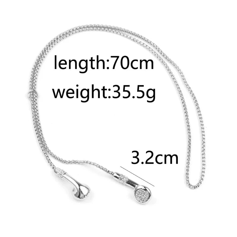 Saashi Hip Hop Music Headset Necklace - Metal Earplug Pendant