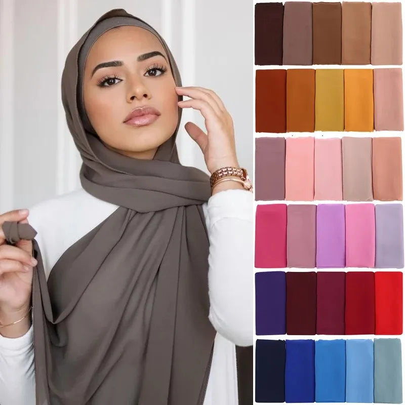 ساشي حجاب شيفون بلون سادة
