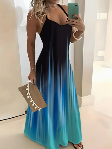 Saashi Ombre Print Maxi Dress Flowy Beach Vacation Outfit