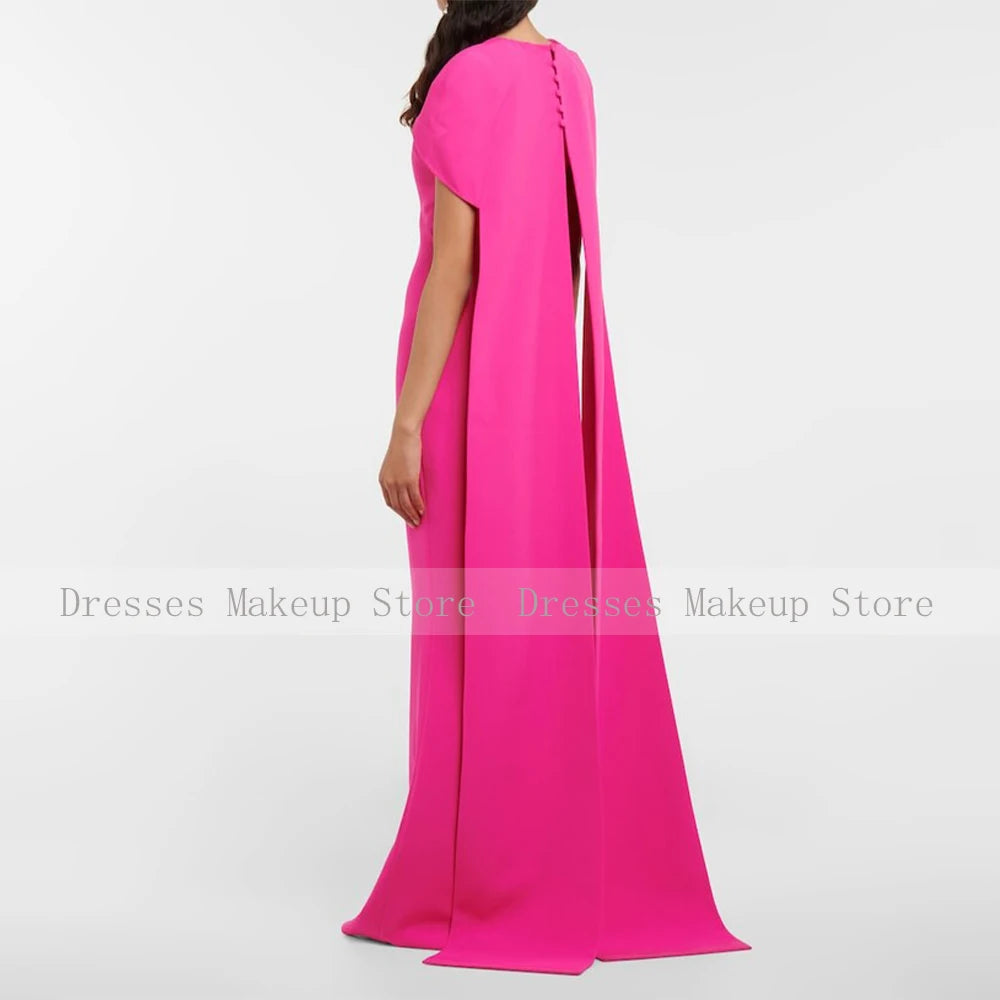 Saashi Hot Pink Mermaid Formal Evening Dress for Women Elegant Criss-Cross Prom Gown with Train
