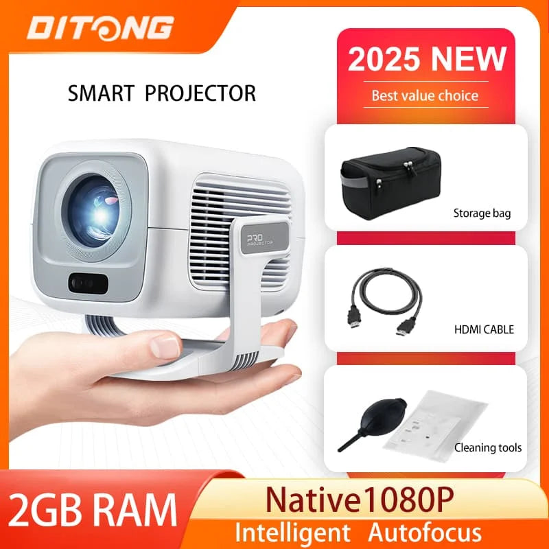 Saashi DITONG X3Plus 4K HD Projector Native 1080P WiFi 6 BT 5.4 Android Mini Portable Projector.