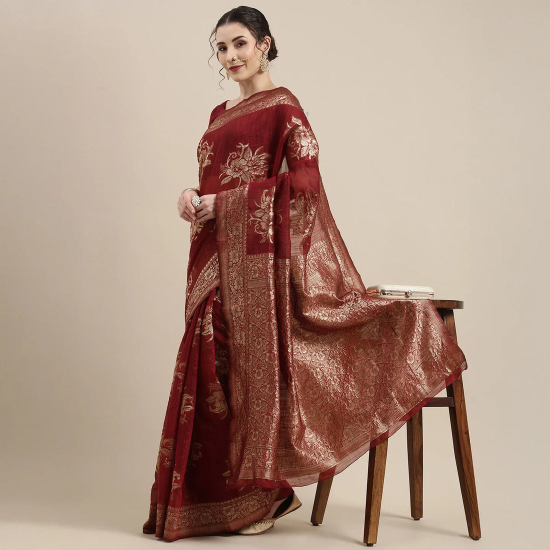 Saashi Stage Saree – Traditional Stage Sari for Indian Pakistani Performance Wear