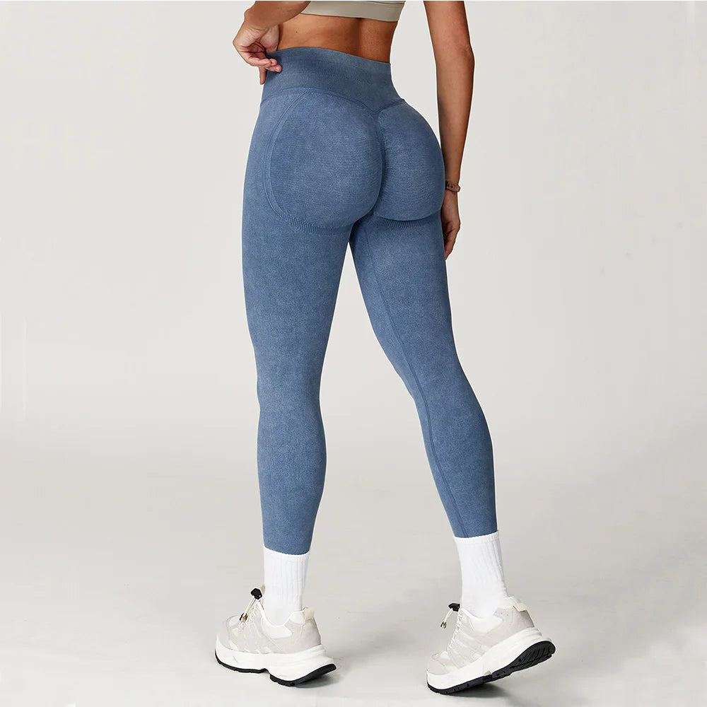 Saashi Ribbed Seamless High Waist Yoga Leggings – Scrunch Bum Tights for Women Gym and Fitness