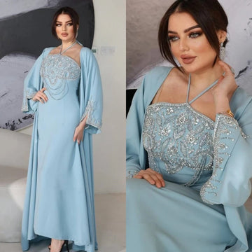 Saashi Beaded Draped A-Line Halter Dress – Customized Midi Occasion Gown for Women Beach Events