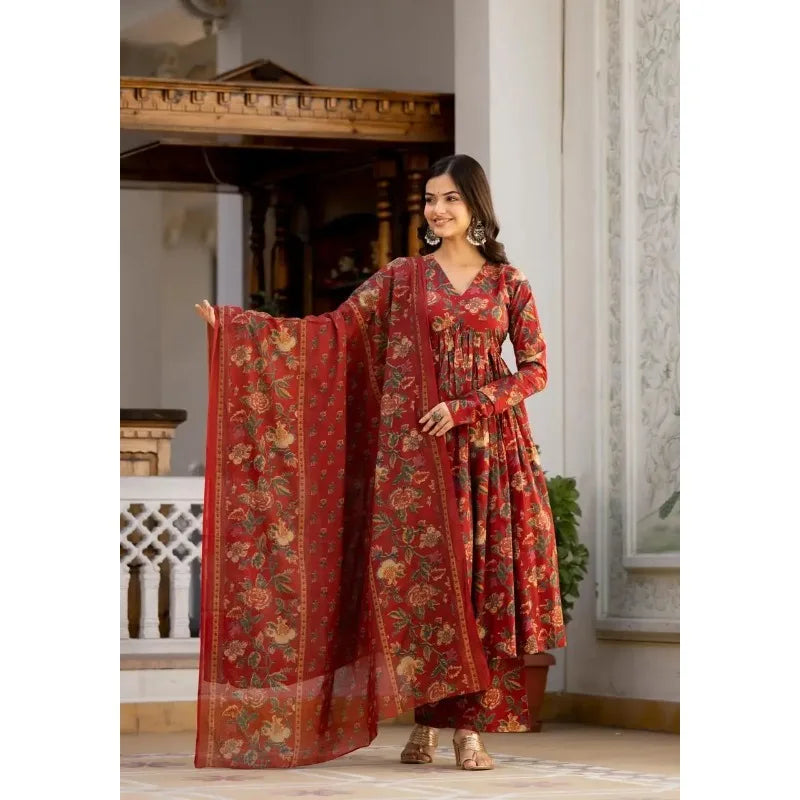 Saashi Geo Set – Georgette Kurta Pant Suit with Dupatta – Indian Kameez Dress