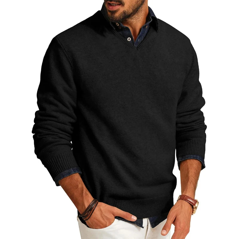 Saashi Mens V-Neck Lightweight Wool Sweater
