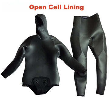 Saashi 5MM Men’s Neoprene Camo Wetsuit Two-Piece Hooded Warm Diving Surfing Snorkeling Suit