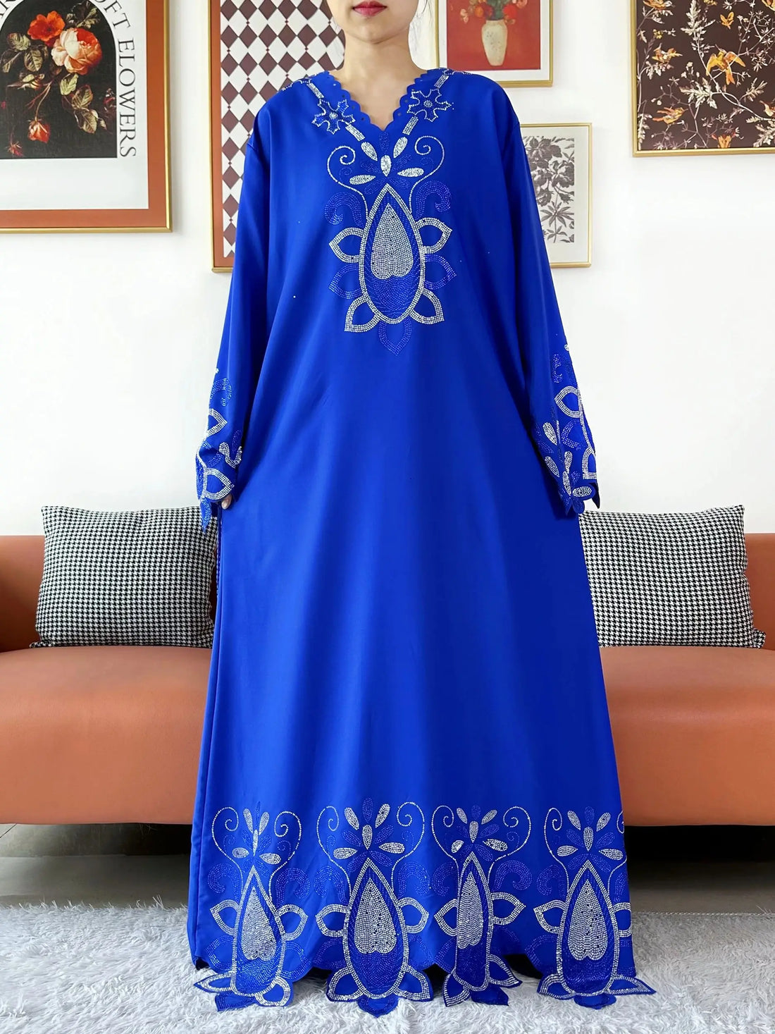 Saashi Diamond Chiffon Muslim Abaya Dress for Women Long Sleeve Party Robe Dubai Turkey Style