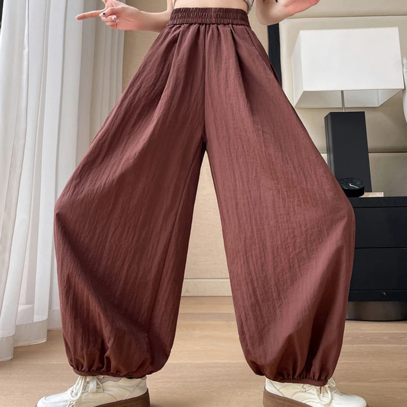 Saashi Loose Wide-Leg Trousers - Ice Silk and Sunscreen