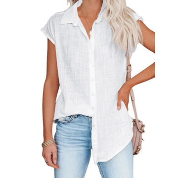 Saashi Cotton Linen T Shirt Loose Fit Summer Casual Top