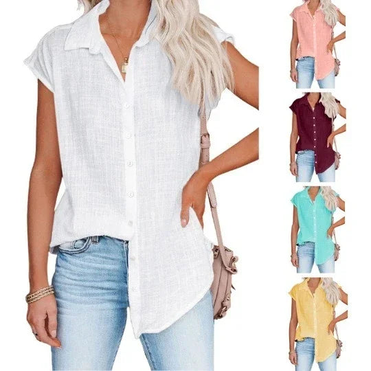 Saashi Cotton Linen T Shirt Loose Fit Summer Casual Top