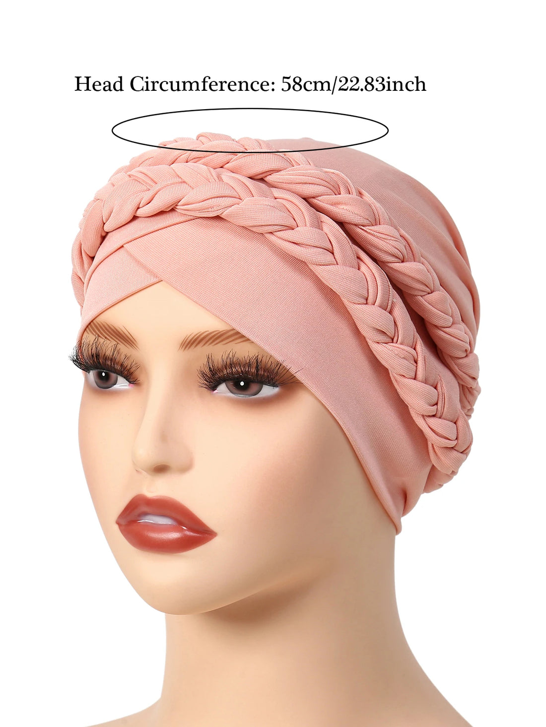 Saashi Trendy Braided Muslim Turban Cap for Women Solid Color Hijab Head Wrap Scarf