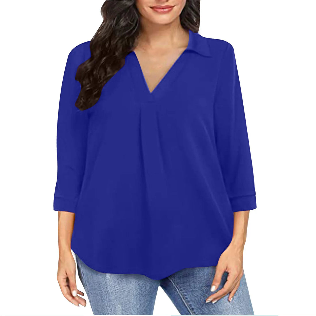 Saashi Plus Size Oversized Chiffon V-Neck Pullover Shirt Top for Women 1XL-5XL