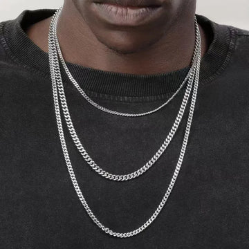 Saashi Hip Hop Cuban Chain Necklace Rock Stainless Steel Basic Men Women Jewelry.