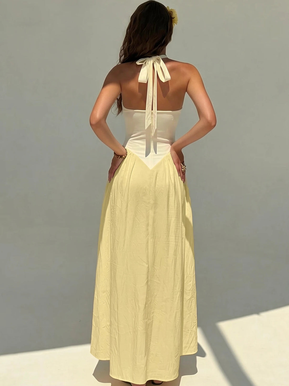 Saashi Color Block A Line Maxi Dress Elegant Summer Outfit