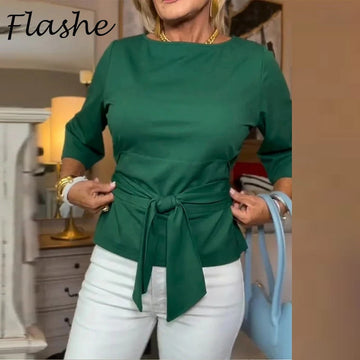 Saashi Lace Up T Shirt Half Sleeve Casual Summer Top