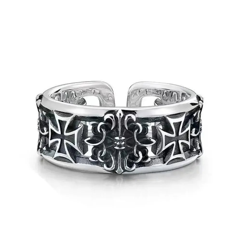 Saashi Retro Cross Hip Hop Punk Style Adjustable Ring for Men