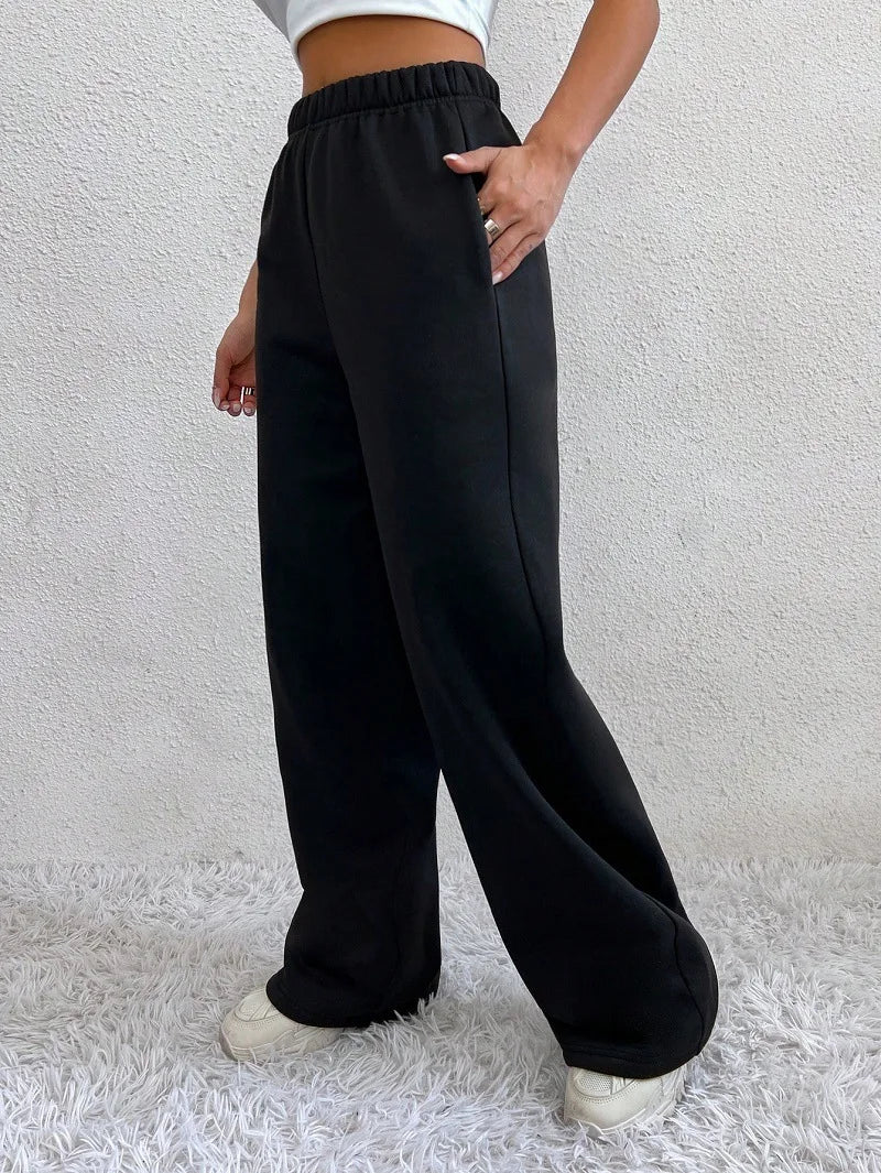 Saashi High-Waist Black Joggers with Pockets - Oversized and Chic