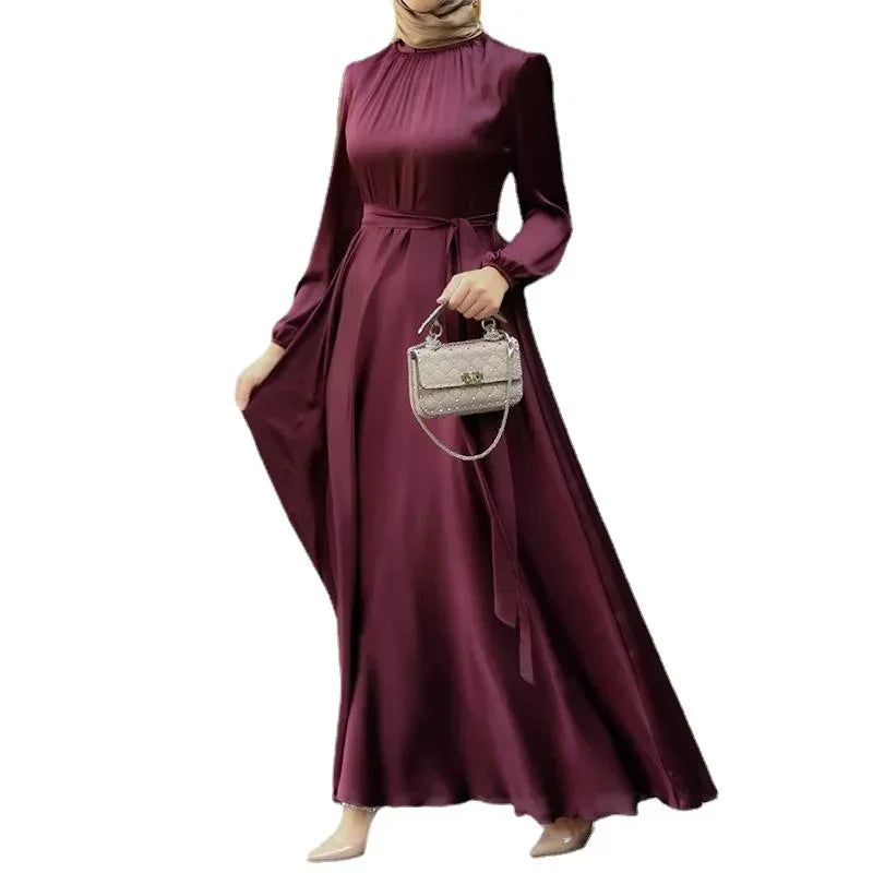Saashi Elegant Solid Color Maxi Abaya – Loose Fit Islamic Dubai Style Dress for Women