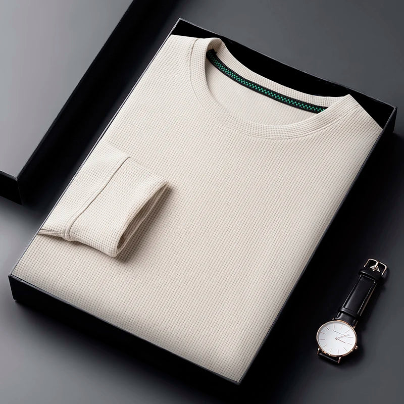 Saashi Men's Casual Waffle Long Sleeve T-Shirt