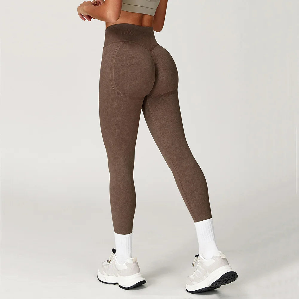 Saashi High Waist Ribbed Yoga Leggings – Seamless Scrunch Bum Tights for Women Gym and Fitness