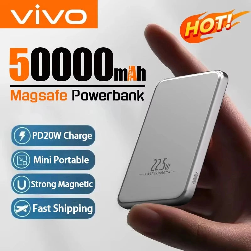 Saashi Ultra Slim 50000mAh Power Bank with MagSafe & Fast Charging.