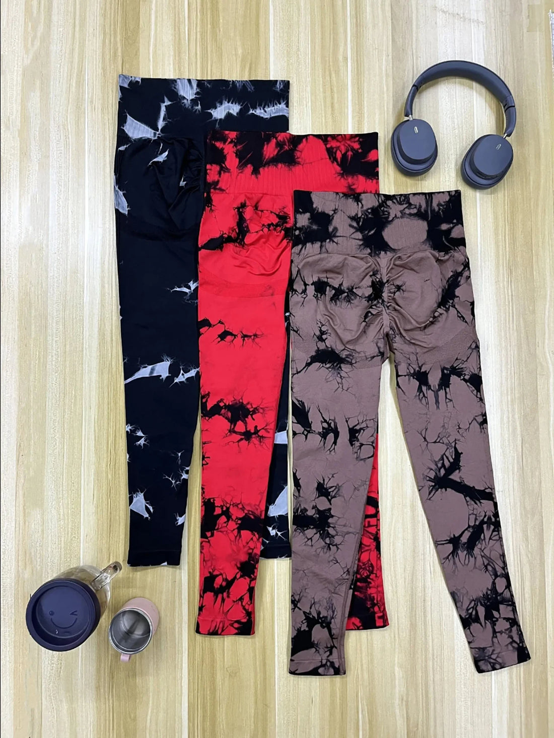 Saashi Women's Tie Dye Seamless Leggings - Scrunch Butt & High Waist