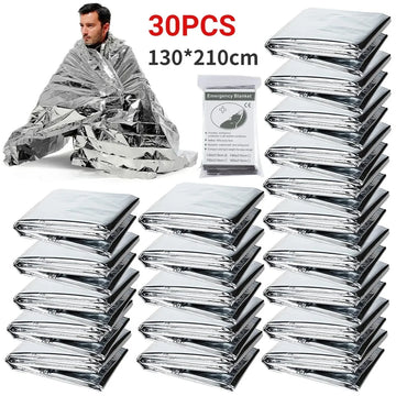 Saashi Outdoor Emergency Survival Blanket Waterproof Foil Thermal First Aid Rescue Camping Blanket Pack