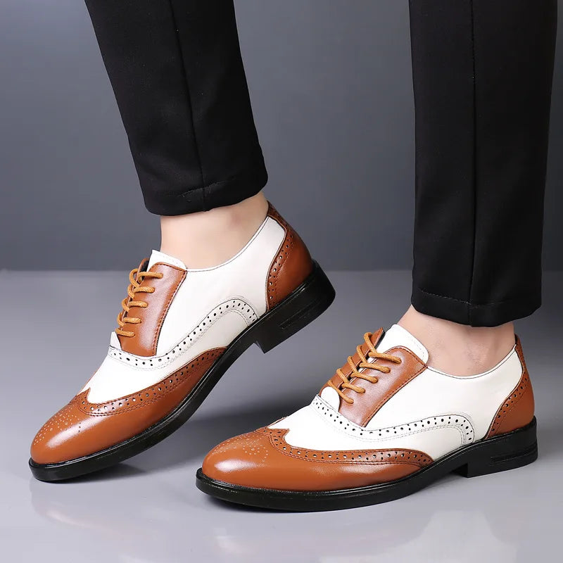 Saashi Brand Men's Shoes Luxury Designer Patent Leather Pointed Mixed Oxfords Formal.
