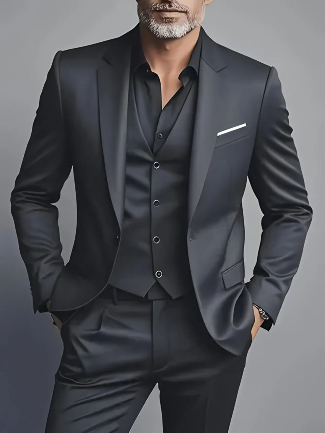 Saashi Men’s Slim Fit Tuxedo - Elegant Black Wedding Suit