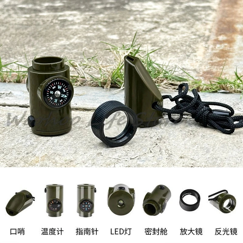 Saashi 7 in 1 Multi Tool Whistle High Decibel Emergency Survival Gear Outdoor Accessory