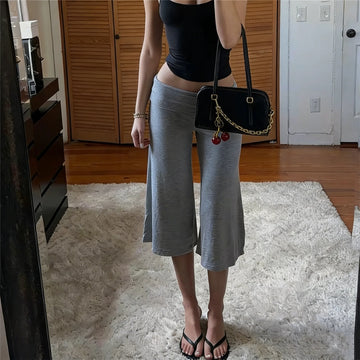 Saashi Women's Fold Over Waist Gaucho Pants Low Rise Cropped Wide Leg Capri.