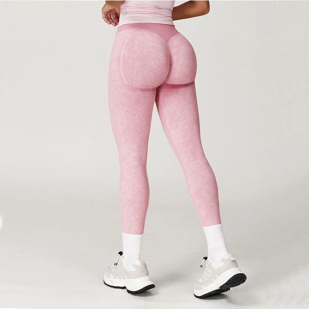 Saashi High Waist Ribbed Yoga Leggings – Seamless Scrunch Bum Tights for Women Gym and Fitness