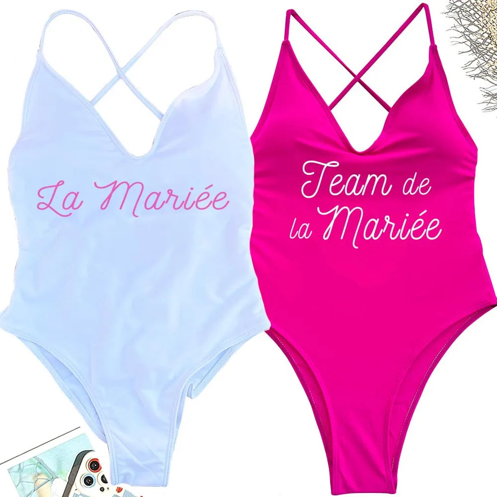 Saashi Sexy Padded One-Piece Swimsuit for Women – Team de La Mariee Hen Party Swimwear S-XL