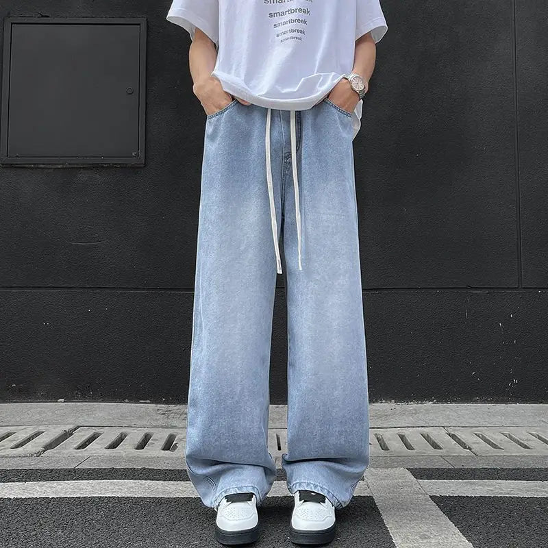 Saashi New Streetwear Loose Jeans Men Korean Style Fashion Straight Wide Leg.