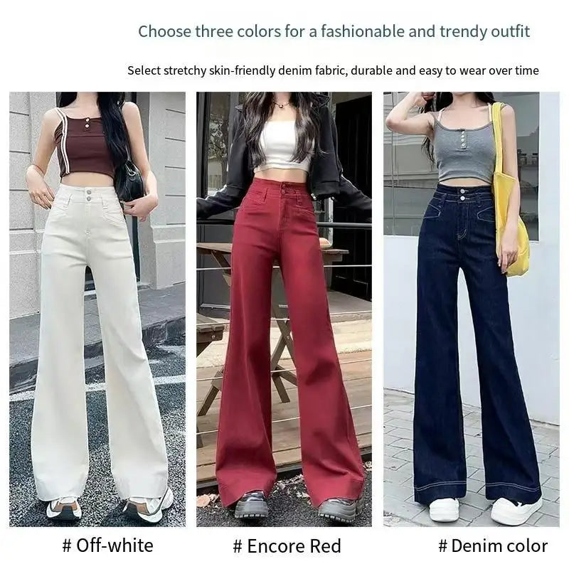 Saashi Women's Fashionable Versatile Wide Leg Micro Pull Up Jeans