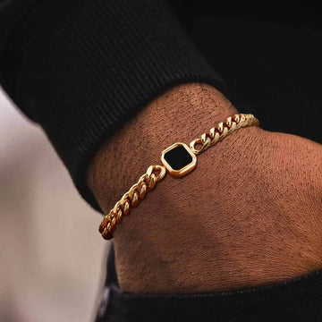 Saashi Adjustable Stainless Steel Chain Bracelet for Men Polished Six Sided Jewelry Gift