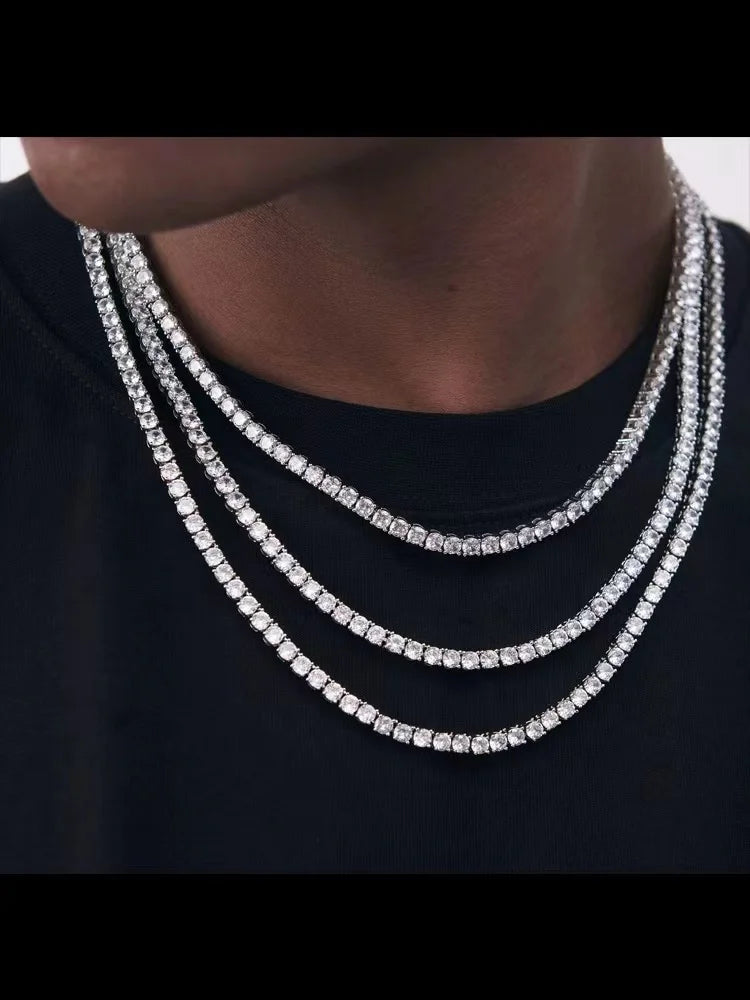 Saashi Hip Hop Acrylic Crystal Tennis Chain Necklace Men Women Rock Party Gift.