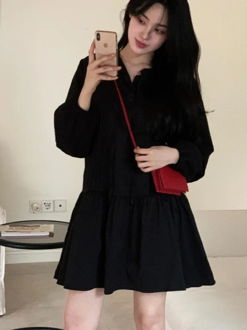 Saashi White Shirt Dress Loose Belted Korean Style Outfit