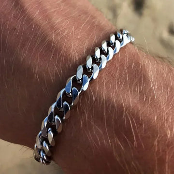 Saashi Men’s Stainless Steel Cuban Link Chain Bracelet Chunky Punk Jewelry Gift