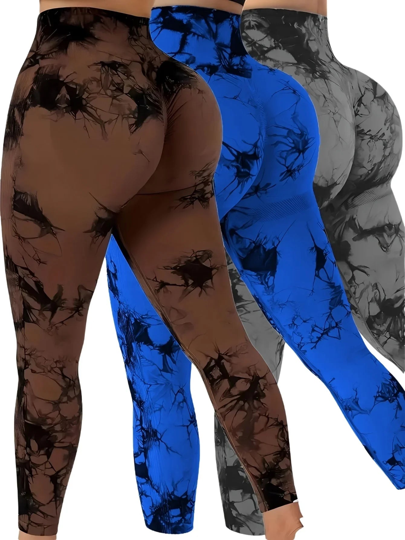 Saashi Women's Tie Dye Seamless Leggings - Scrunch Butt & High Waist