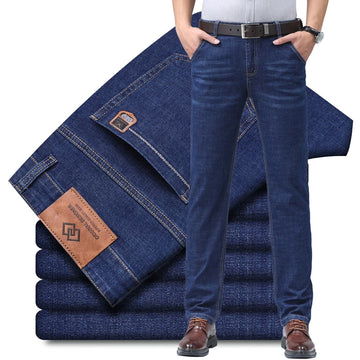 Saashi Denim Jeans Casual Fashion Elastic Regular Fit Straight Trousers for Men