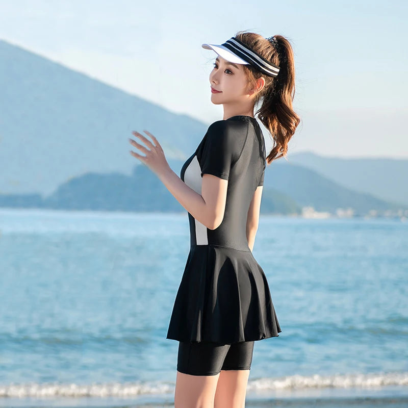 Saashi Modest One-Piece Large Size Swimwear for Women Korean Style Swim Skirt 5XL