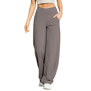Saashi Casual Wide-Leg Pants - High Elastic Waist and Straight Leg