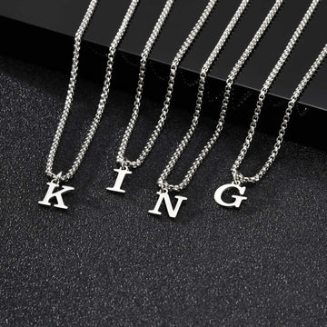 Saashi Men's Waterproof Stainless Steel Initial Necklace - A-Z Letter Pendant