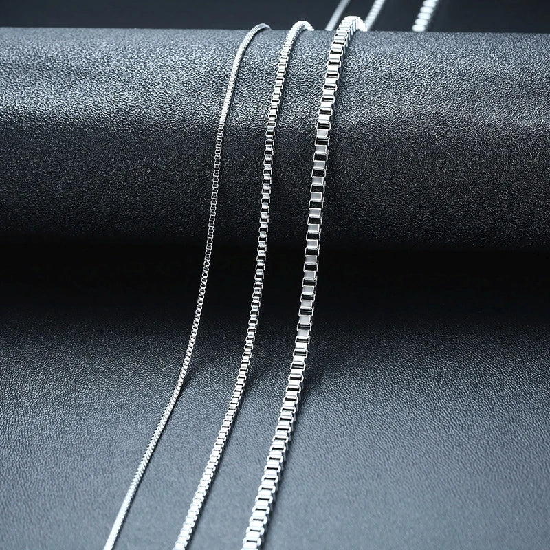 Saashi Men's Thin Box Chain Necklace 1/2MM Stainless Steel Link Collars Jewelry.