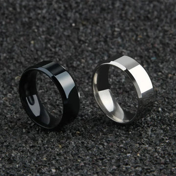 Saashi Stainless Steel Matte Black Band – Unisex Wedding & Engagement Ring