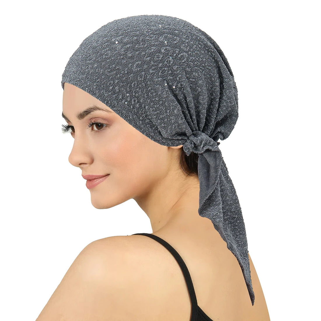 Saashi Shiny Glitter Pre-Tied Hijab Wrap for Muslim Women Elastic Turban Bonnet Head Scarf
