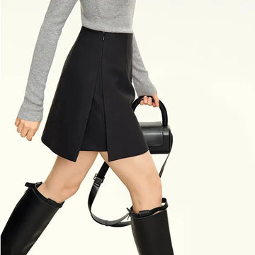 Saashi Women's Simple Casual Shorts Skirts Korean High Waist Office Straight Skirts.