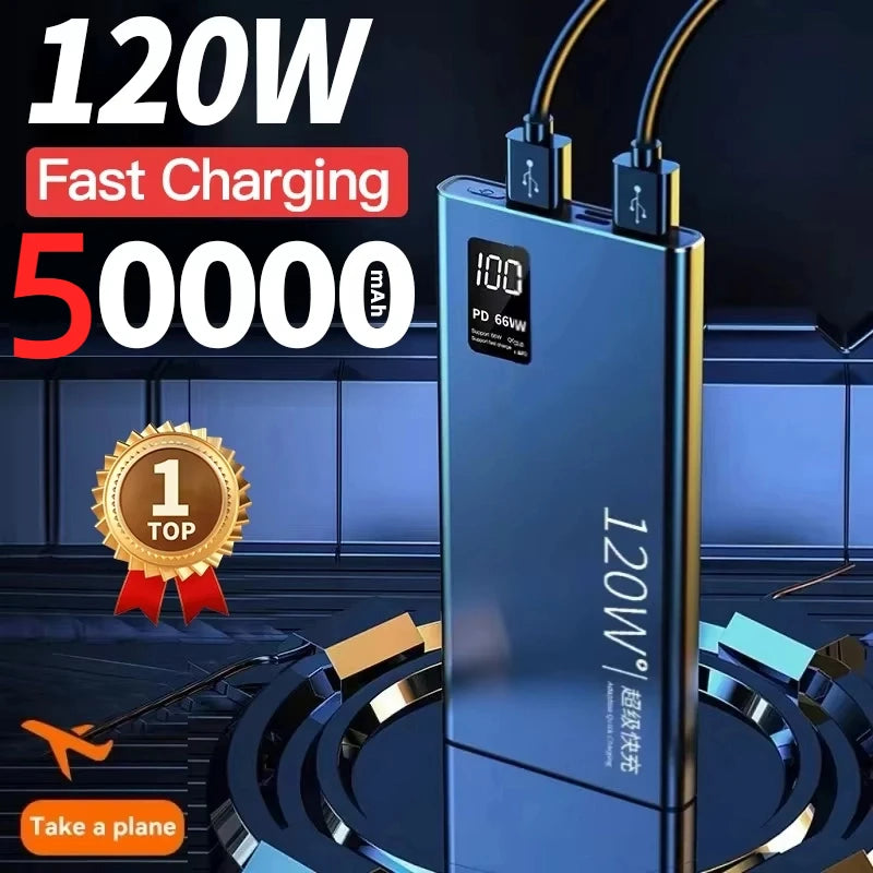 Saashi 120W Power Bank with 50000mAh High Capacity Fast Charging.